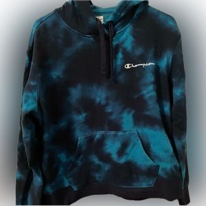 Blue Tie Dye Champion Hoodie